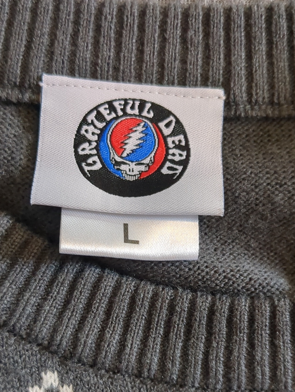 Grateful Dead Steal Your Face Fair Isle Holiday Knit Sweater Ripple Junction L - Picture 6 of 9